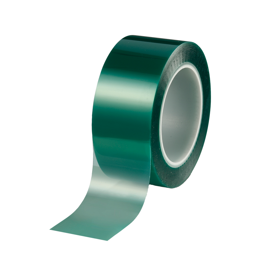 Grön rulle tesa® 50620 pulvermaskeringstejp i polyeten med utdragen tejpände